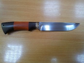 Нож "Ласка", рукоятка из дерева Венгэ/Падук/Бронза, сталь Х12МФ кованная, производства "Окские ножи"